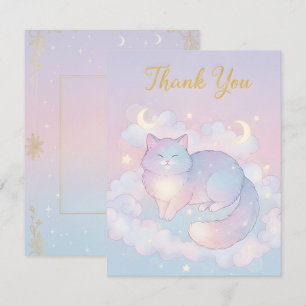 Modernt Whimsical Katt Celestial Mån Stjärna Katt Anteckningskort