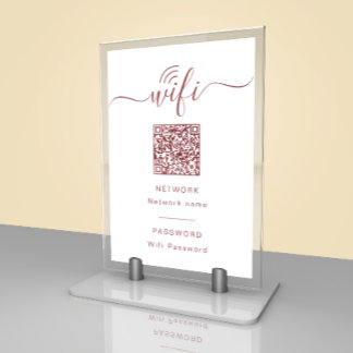 Modernt Wifi-lösenordsskylt Minimalistiskt bordsko Bordsnummer