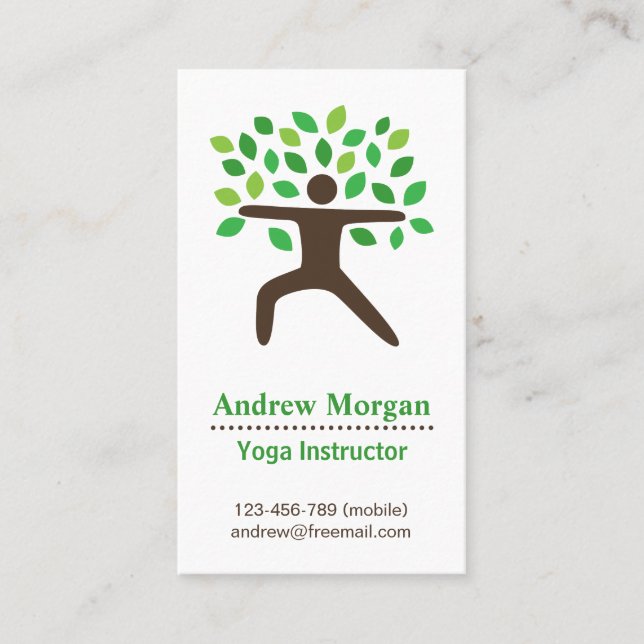 Modernt Yogahälsainstruktör, träd Visitkort (Framsida)