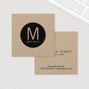 Modernt yrkesmässigt MonogramKraft papper Fyrkantigt Visitkort