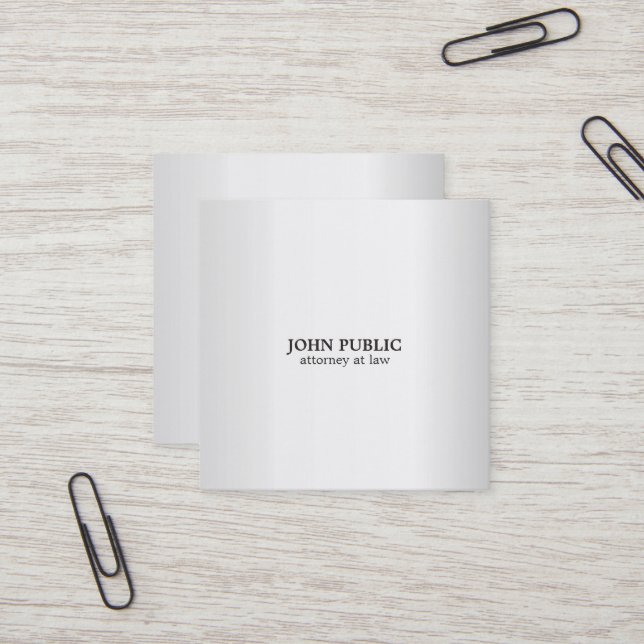 Modernt yrkesmässigt silke för advokatadvokatlyx fyrkantigt visitkort (Fram/Back In Situ)