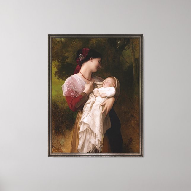 Modersbeundran av William Adolphe Bouguereau Canvastryck (Framsida)