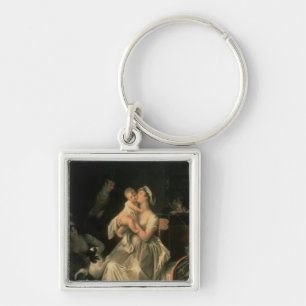 Moderskap 1805 fyrkantig silverfärgad nyckelring