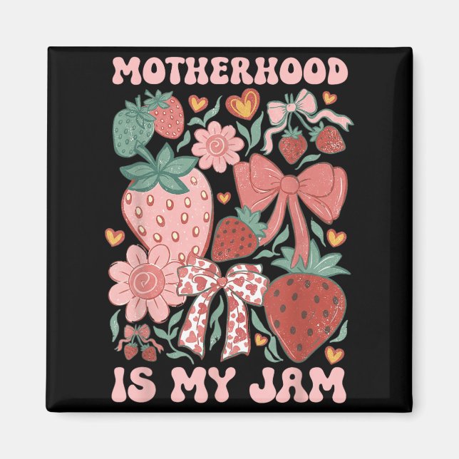 Moderskap är Jam Boho Jordgubb Grafik Mors Dag Magnet (Framsidan)