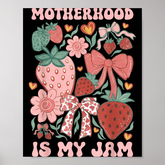 Moderskap är Jam Boho Jordgubb Grafik Mors Dag Poster (Framsidan)