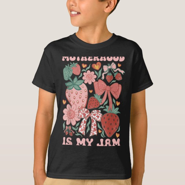 Moderskap är Jam Boho Jordgubb Grafik Mors Dag T Shirt (Framsida)