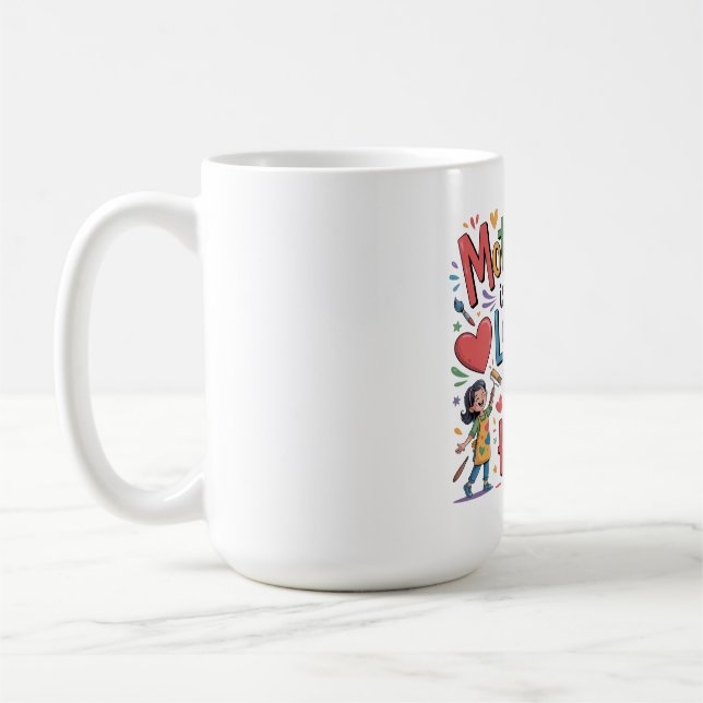 Moderskap är konsten att älska med hjärtat kaffemugg (Vänster)