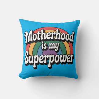 Moderskap är min superkraft - Retro Rainbow Design Kudde