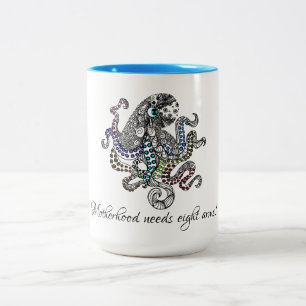 Moderskap behov åtta armar artsy octopus Två-Tonad mugg