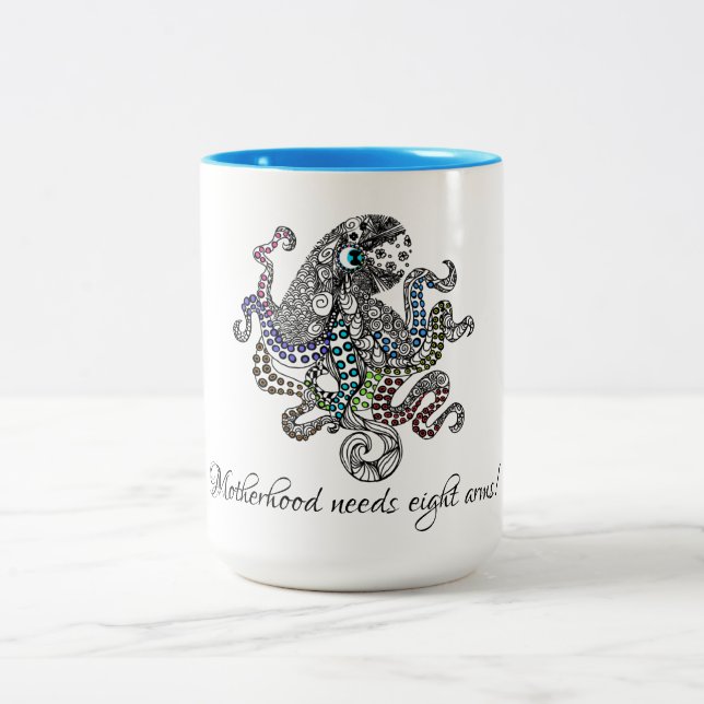 Moderskap behov åtta armar artsy octopus Två-Tonad mugg (Center)