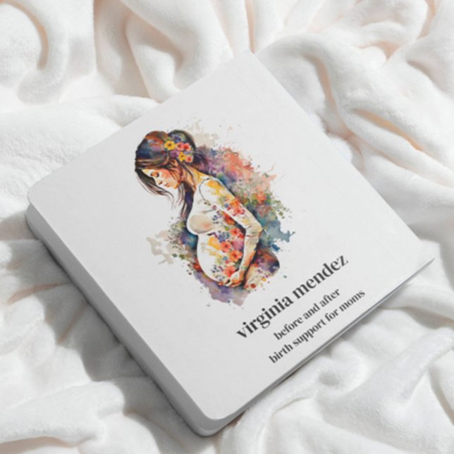 Moderskap Bloom Doula Midfru Gravid Amning Fyrkantigt Visitkort (birth coach sleeping consultant breastfeeding counselor doula postpartum services)