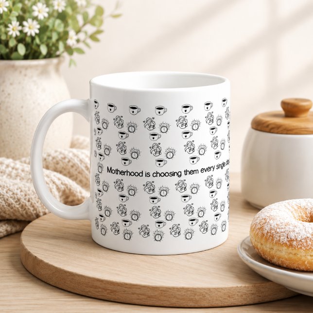 Moderskap drivs av kärlek, inte sömn kaffemugg (Skapare uppladdad)