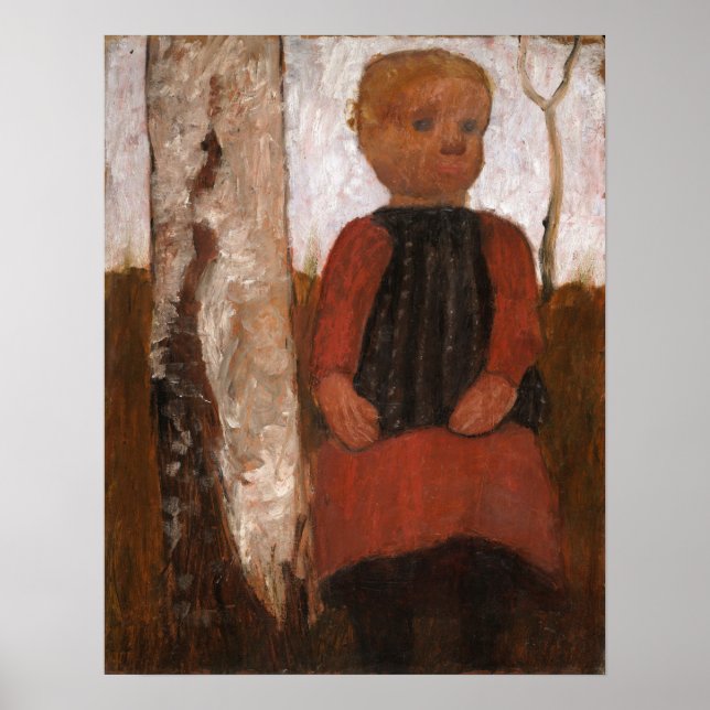 Modersohn-Becker - Barn i röd klänning 1905 Poster (Framsidan)