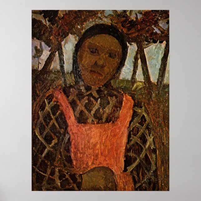 Modersohn-Becker - Bondbarn med rosa förkläde  Poster (Framsidan)