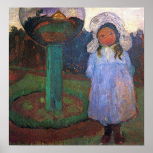 Modersohn-Becker - flickor i trädgården med glas Poster