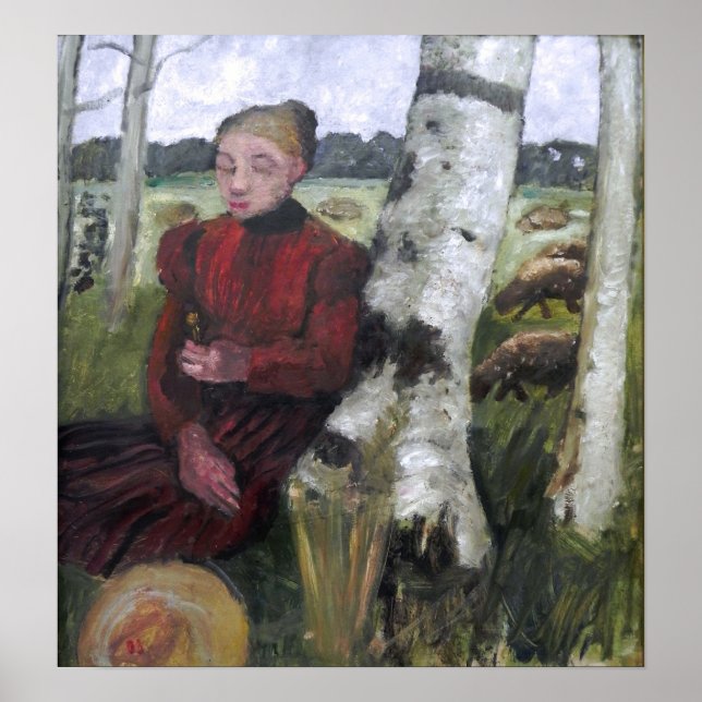 Modersohn-Becker - Flickor vid Birch Träd, Flock Poster (Framsidan)