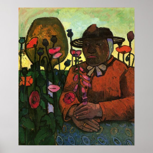 Modersohn-Becker - Gammal kvinna i trädgården 1906 Poster (Framsidan)