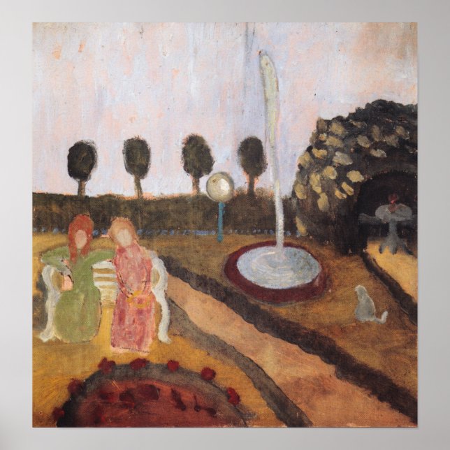 Modersohn-Becker - Kvinnor i Garden Fontän Poster (Framsidan)