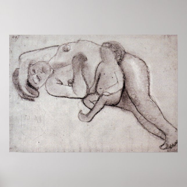 Modersohn-Becker - Liggende mor och barn 1906 Poster (Framsidan)