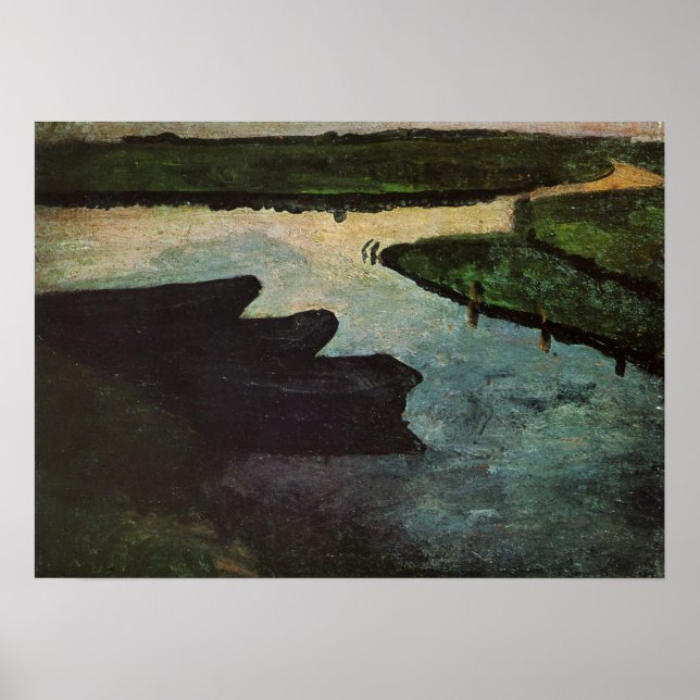 Modersohn-Becker - Marsh Channel with torat Barges Poster (Framsidan)