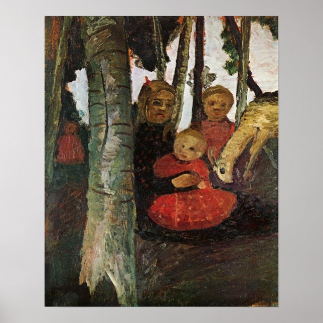 Modersohn-Becker - tre barn med get Poster (Framsidan)