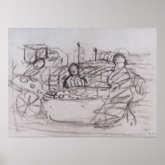Modersohn-Becker - Tre Kvinnor Vid En Marknadsstån Poster (Framsidan)