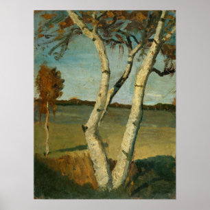 Modersohn-Becker - Två stammande fåglar och landsk Poster