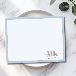 Modert Mocha Mousse Monogram Dammt Blå Anteckningskort