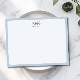 Modert Mocha Mousse Monogram Dammt Blå Anteckningskort
