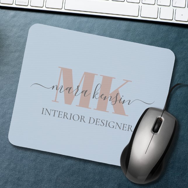 Modert Mocha Mousse Monogram Dammt Blå Musmatta (Skapare uppladdad)