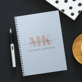 Modert Mocha Mousse Monogram Dusty Blue Anteckningsbok