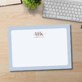 Modert Mocha Mousse Monogram Dusty Blue Post-it Block