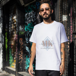 Modert Mocha Mousse Monogram Dusty Blue T Shirt