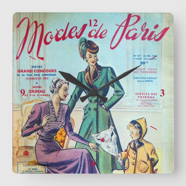 Modes De Paris. 2 Fyrkantig Klocka (Framsida)
