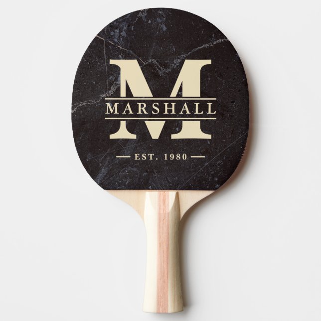 Modest Dark Stone Monogram & Name Overlay Pingisracket (Framsidan)