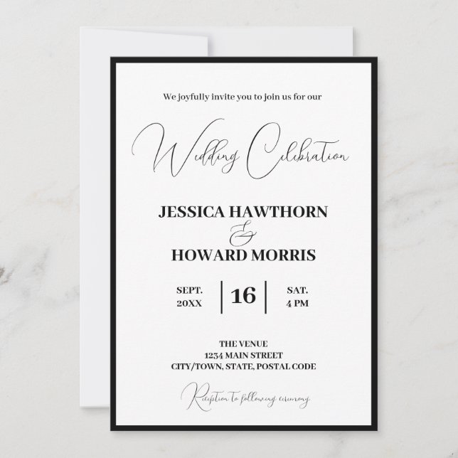 Modest White Wedding-inbjudan Inbjudningar (Framsida)