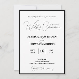 Modest White Wedding-inbjudan Inbjudningar
