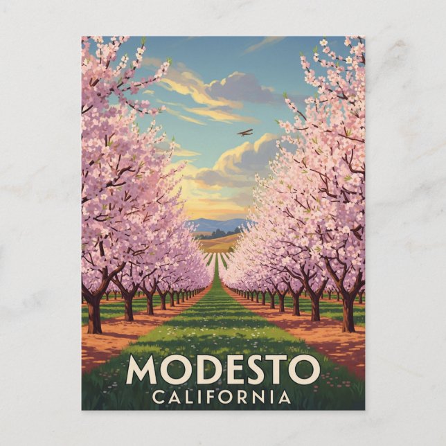Modesto California Central Valley Vykort (Framsida)