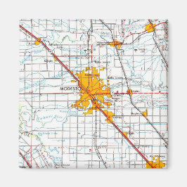 Modesto California Vintage Karta Magnet
