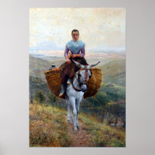 Modesto Teixidor y Torres Kvinnor rider en Donkey Poster