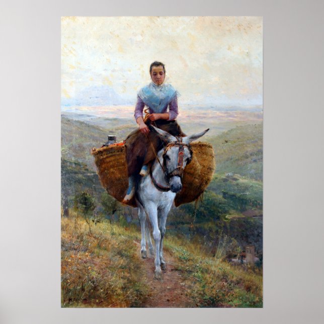 Modesto Teixidor y Torres Women Riding a Donkey Poster (Framsidan)