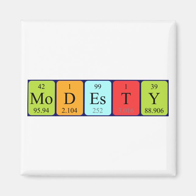 Modesty Period bord namn magnet (Framsidan)
