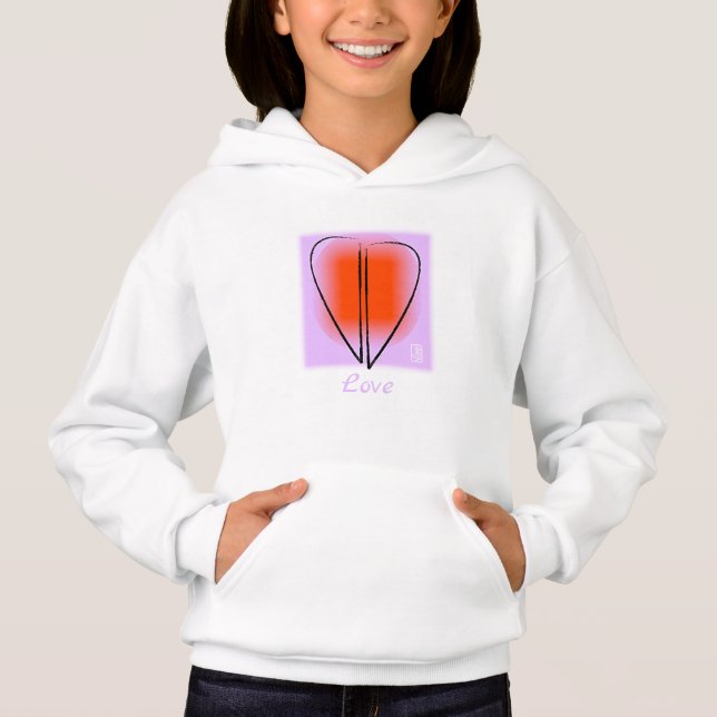 Modet Art Heart Kärlek Girl Girl Hoodie T Shirt (Framsida)