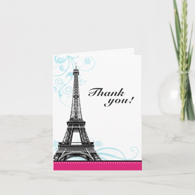 Modet blommar Eiffel Torn parisian tackkort (Framsida)