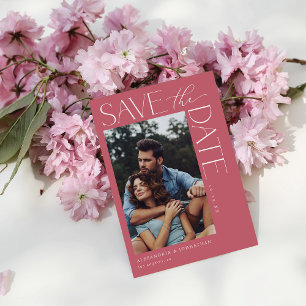 Modet chic Snyggt Foto Spara datum 2 Ro Rosa Inbjudningar