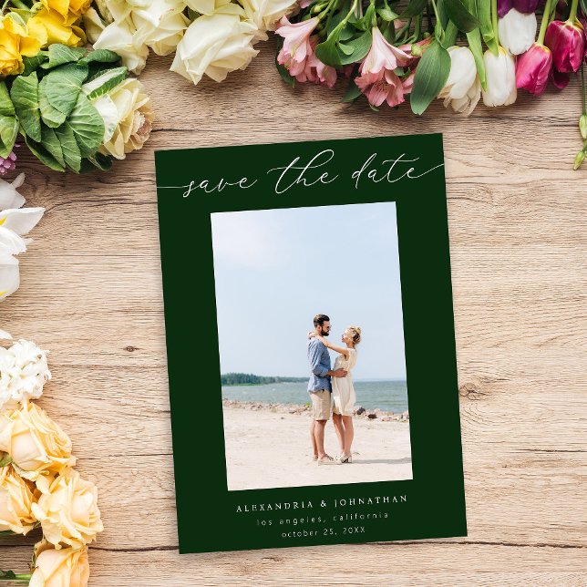 Modet chic Snyggt Foto Spara datum 3 - Grönt Inbjudningar (Skapare uppladdad)