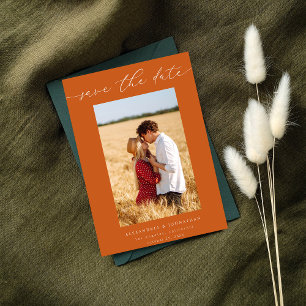 Modet chic Snyggt Foto Spara datum 3 - Orange Inbjudningar