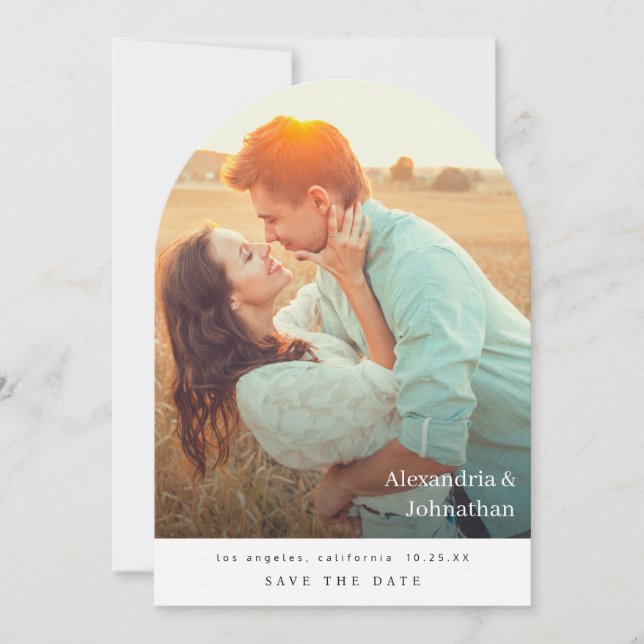 Modet chic Snyggt Foto Spara datumbåge Inbjudningar (Framsida)