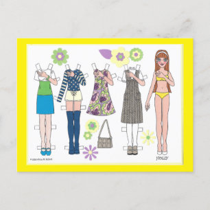 MODET DOLLIES HOLLY papper Doll Postcard Vykort