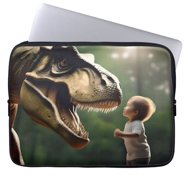 **"Modet frigjort: En liten pojke Ansikte T-Rex" Laptop Fodral (Framsidan)
